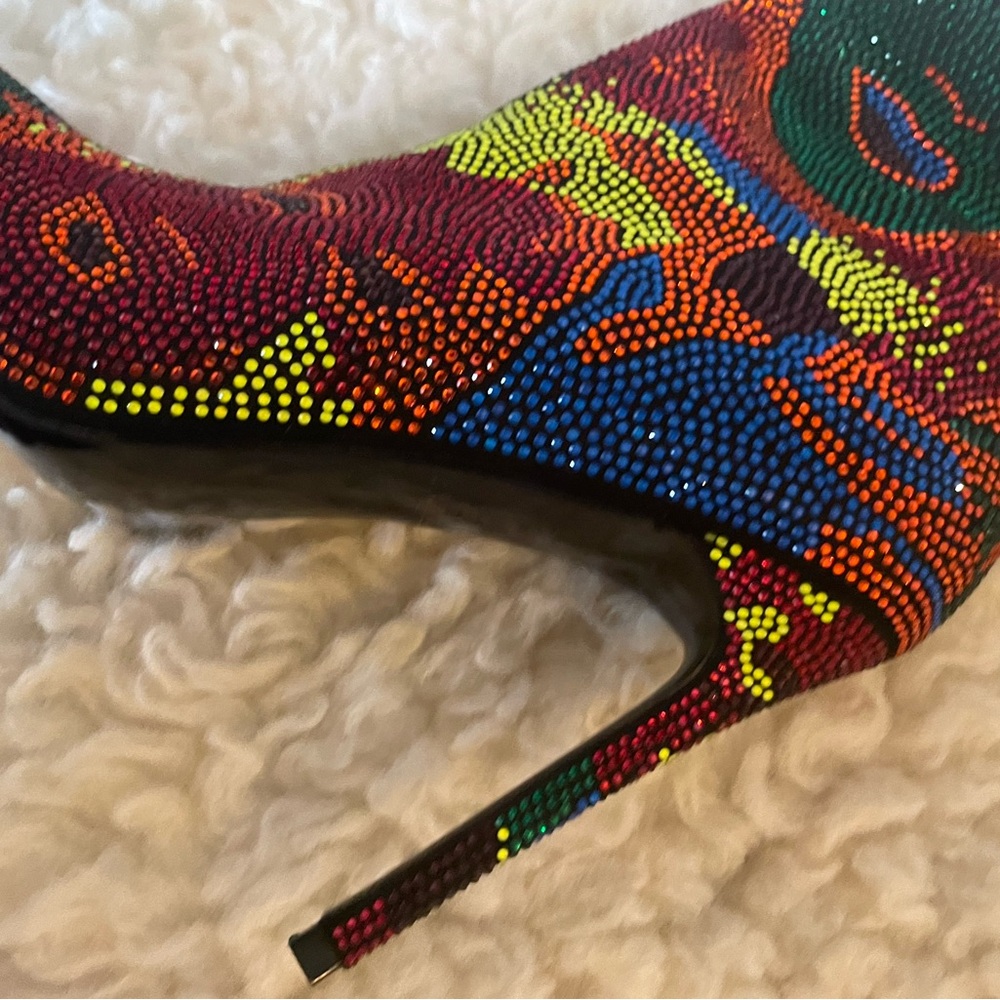Multicolor Crystal Embellished Pointed Stiletto Boot - Picture 2 of 8